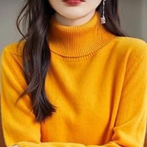 Rachel Zoe 💋Yellow Wool Blend Cowl Neck Sweater Size M fits like FP